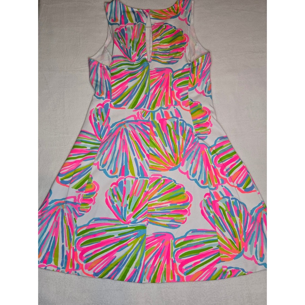 Lilly Pulitzer Sleeveless Shift Dress Pink Green Shell Print Size L Keyhole Back - Picture 9 of 9